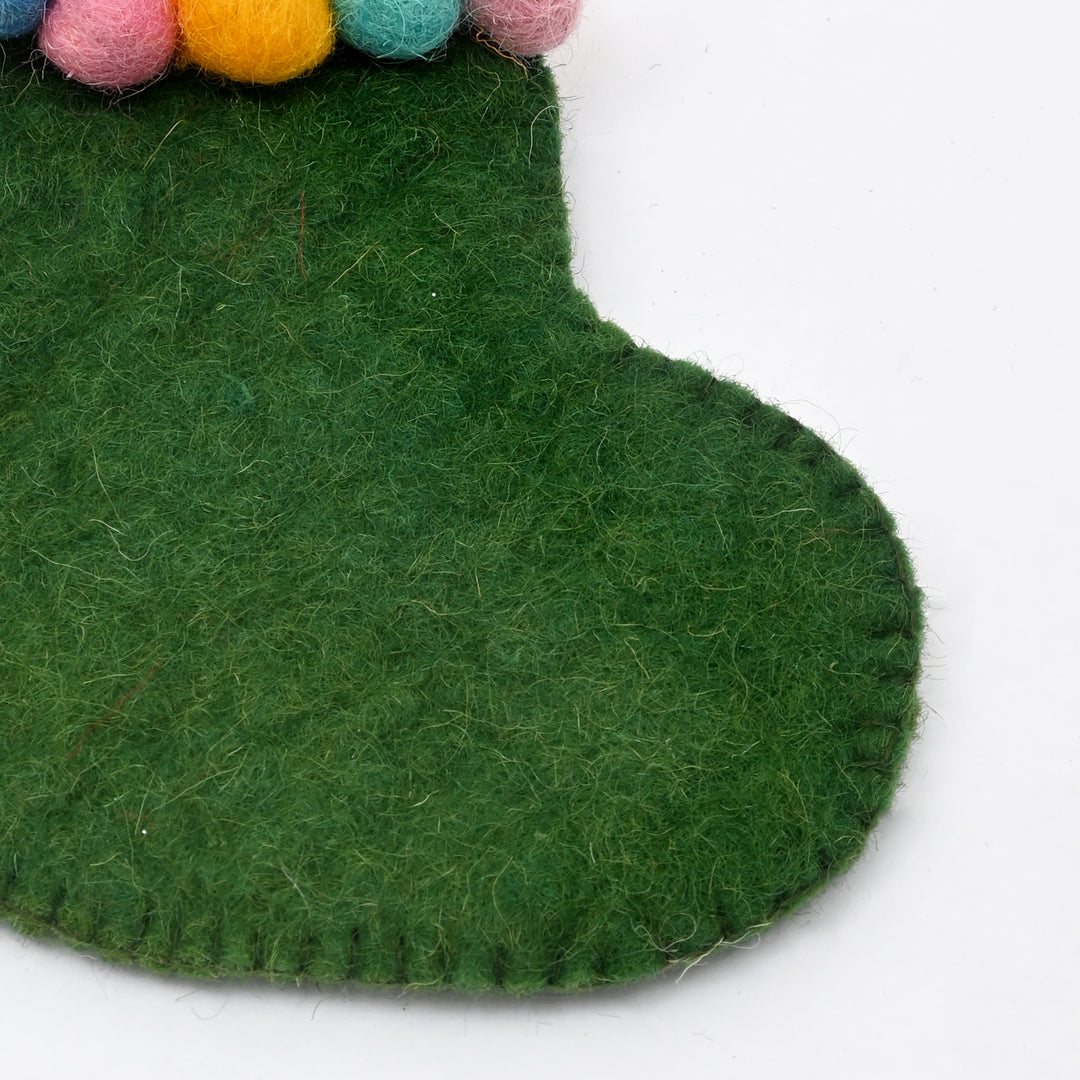 Mini Felt Christmas Stocking with Stars – Green