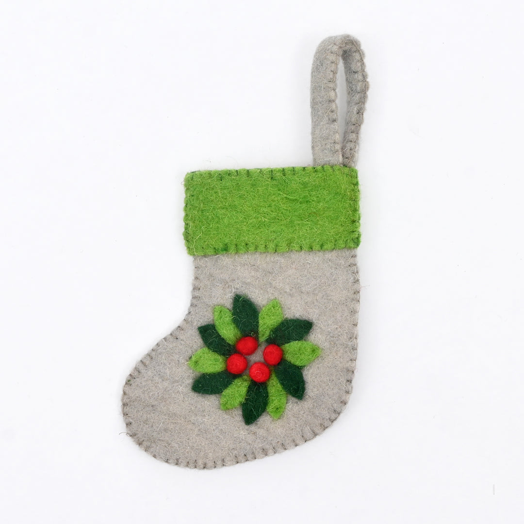 Mini Felt Christmas Stocking with Wreath