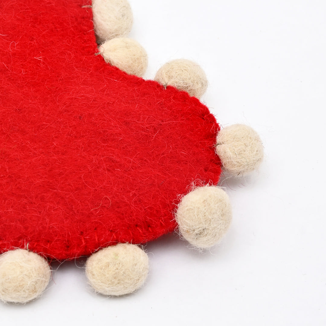 Mini Felt Christmas Stocking – Red & White