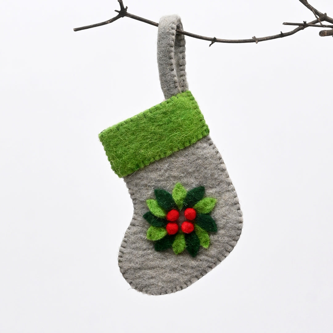 Mini Felt Christmas Stocking with Wreath