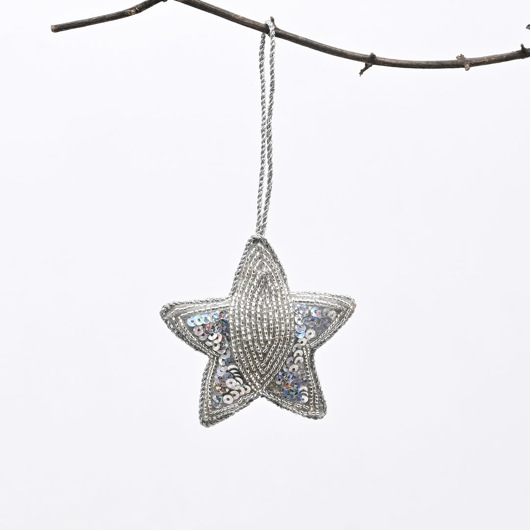Beaded Star Hanging Ornament - Christmas Décor