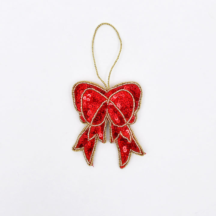 Red Felt Bow Christmas Hanging Ornament