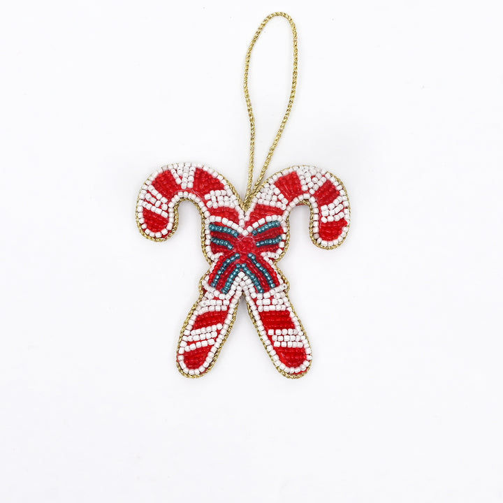 Felt Candy Cane Hanging Christmas Ornament - 6 cm