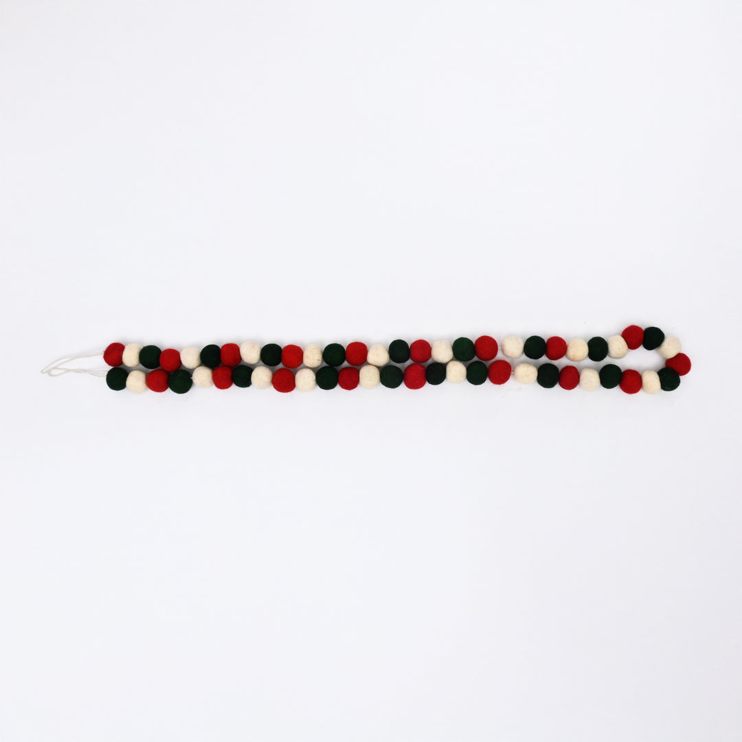 Red and Green Felt Ball Christmas Garland