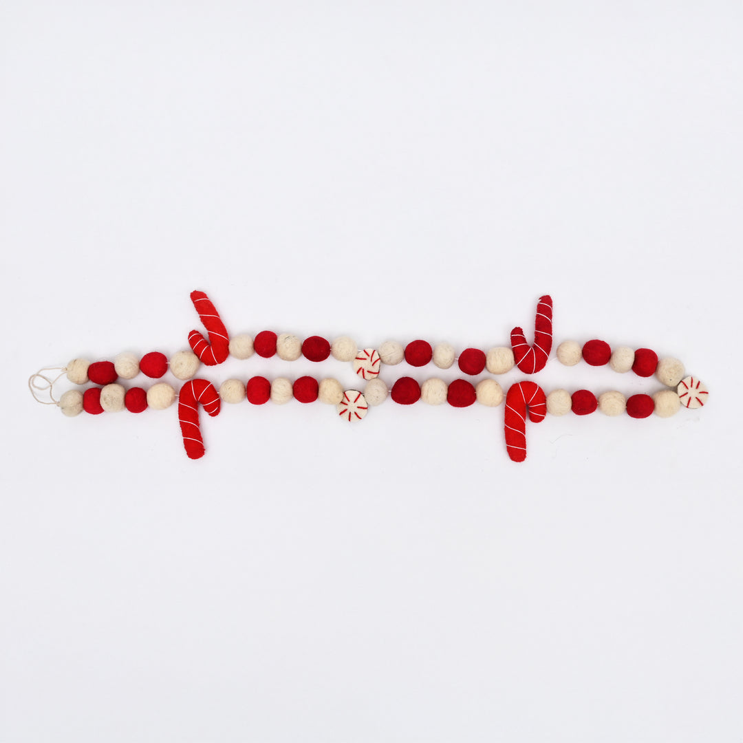 Red and White Felt Ball Garland