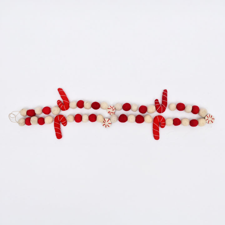 Red and White Felt Ball Garland