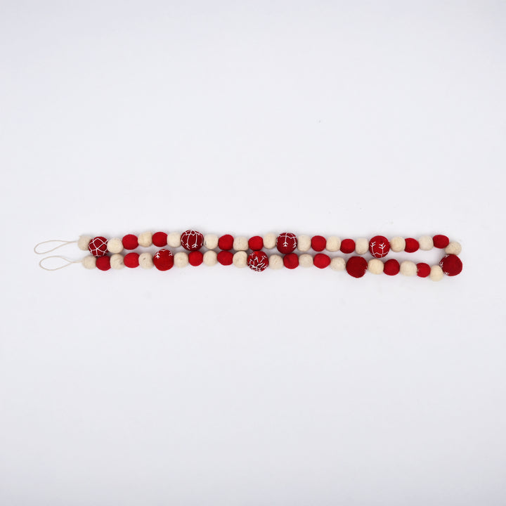 Red and White Felt Ball Garland 182 cm