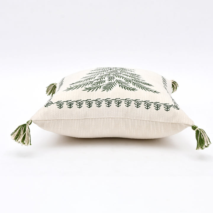 Cotton Slub Cushion with Pine Tree Embroidery