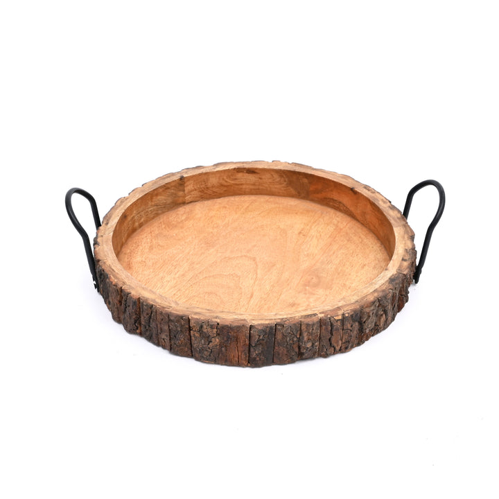 Bark Tray with Iron Handle – Rustic Elegance