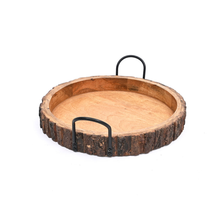 Bark Tray with Iron Handle – Rustic Elegance