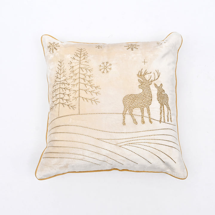 Velvet Pillow with Zari Embroidery – 45x45 cm