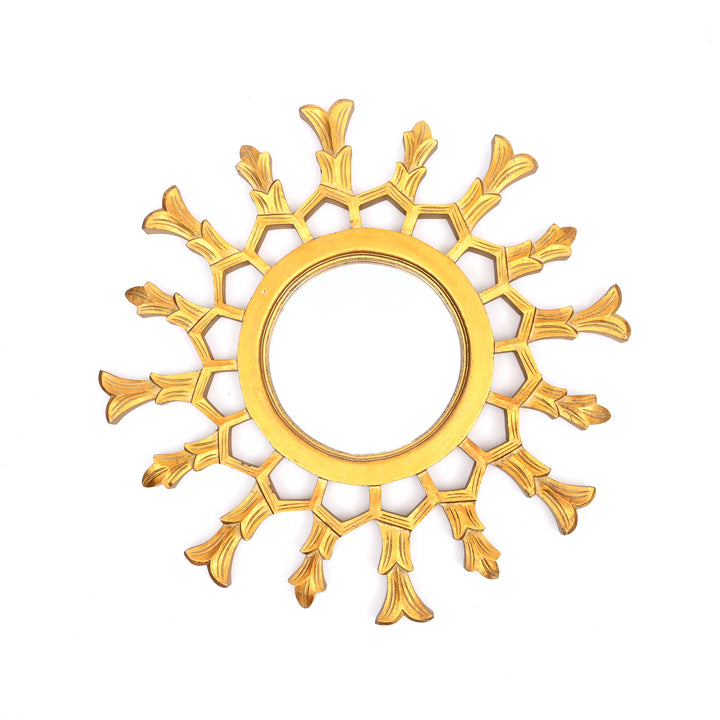 Specchio da parete a raggiera in legno metallico