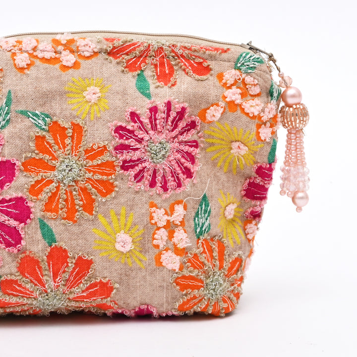 Cotton Pouch –Floral Embroidered – 18x30 cm