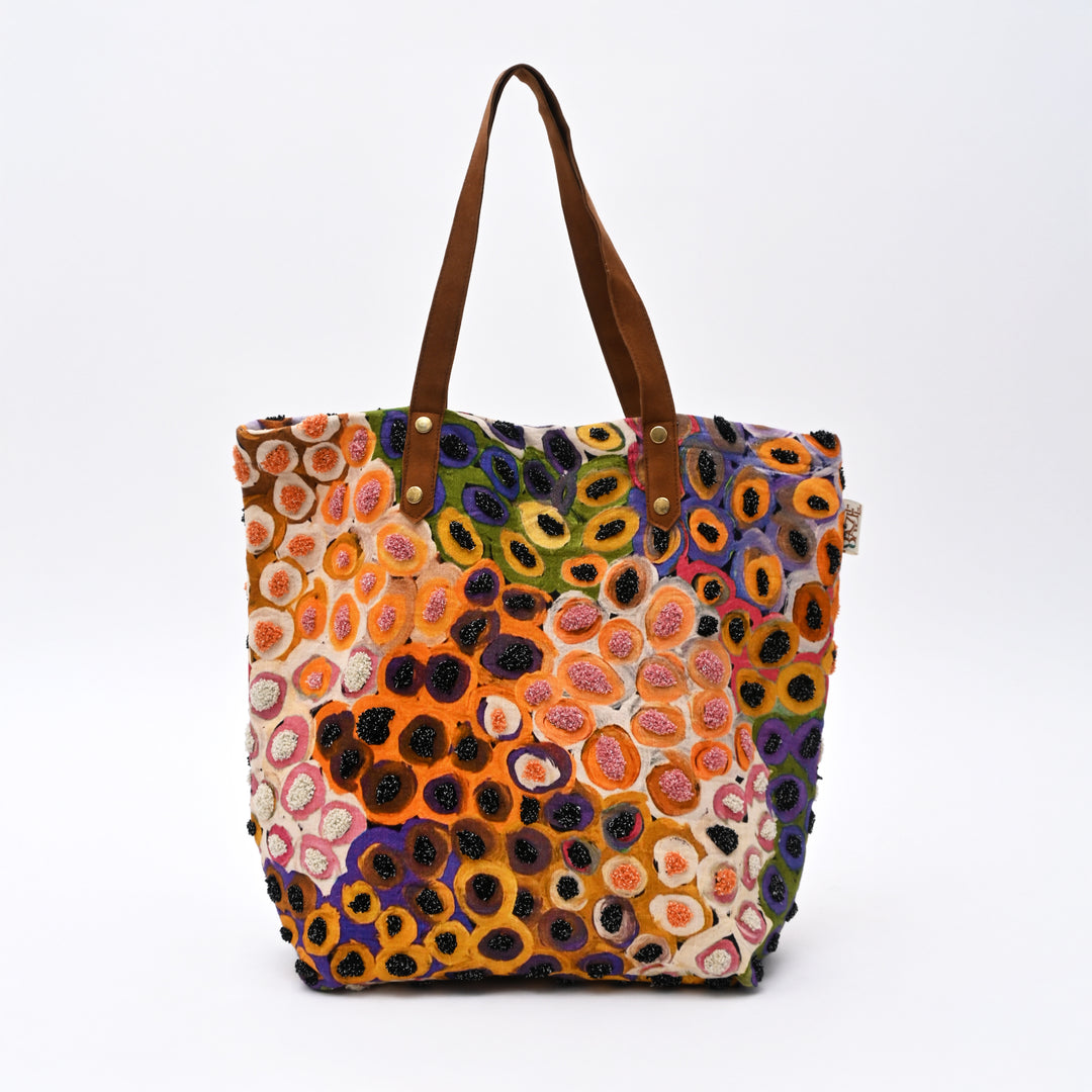 Embroidered Abstract Cotton Tote Bag – 40x48 cm