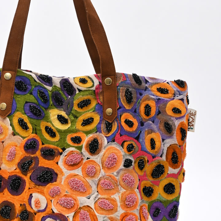 Embroidered Abstract Cotton Tote Bag – 40x48 cm
