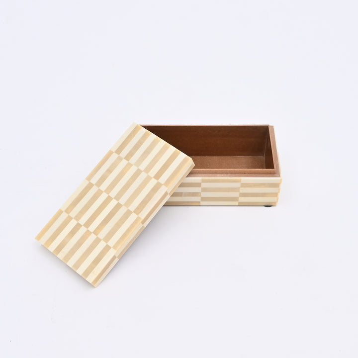Alicia Box Set of 3 – Jewellery Storage with Resin & MDF – Ivory Finish