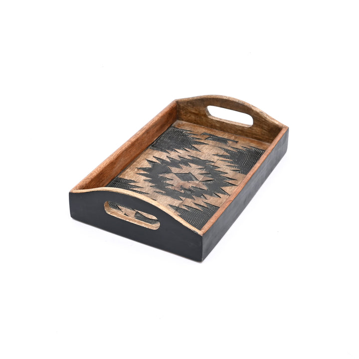 Matterhorn Carved Tray Collection – Bold Elegance, Artisanal Craft - Set of 3