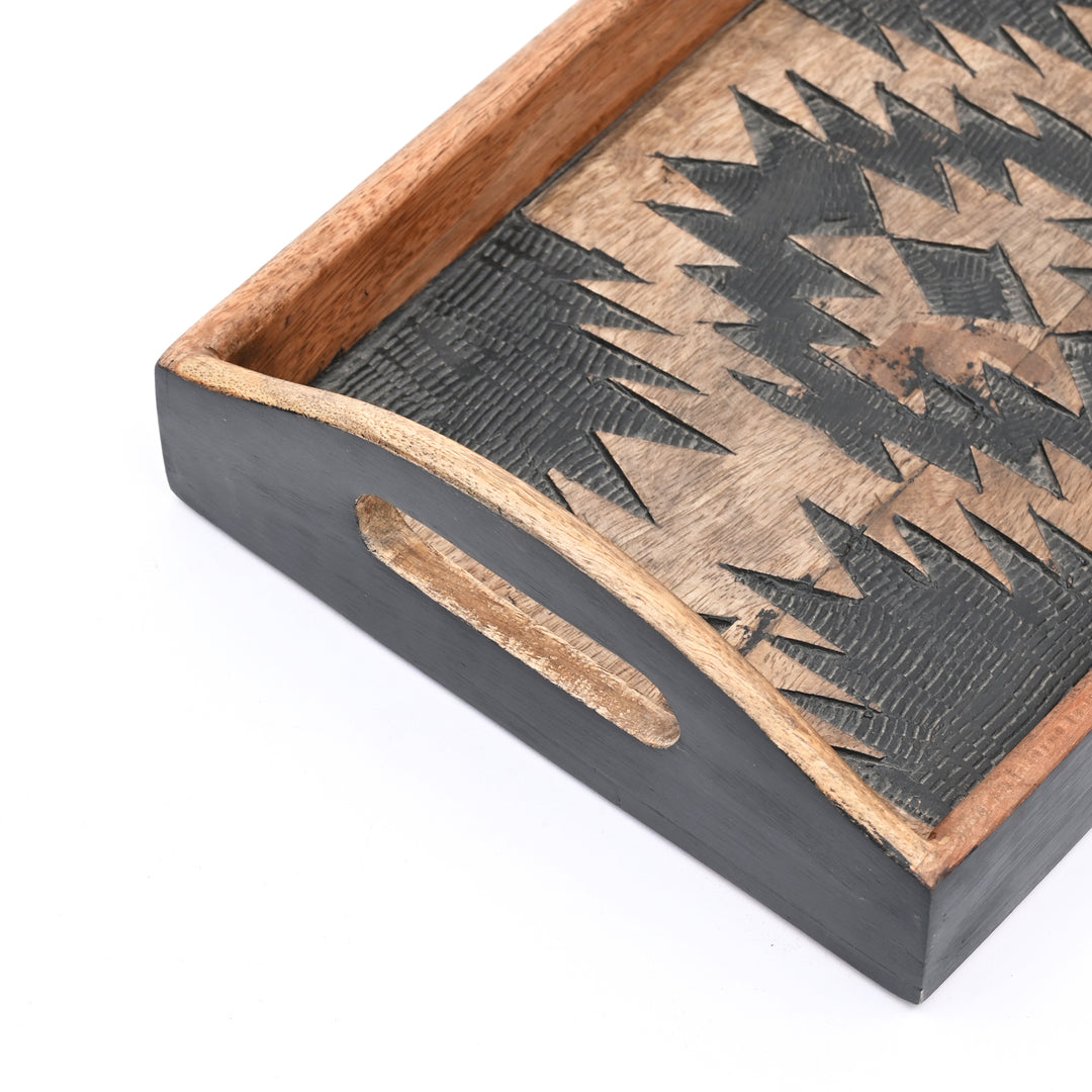 Matterhorn Carved Tray Collection – Bold Elegance, Artisanal Craft - Set of 3