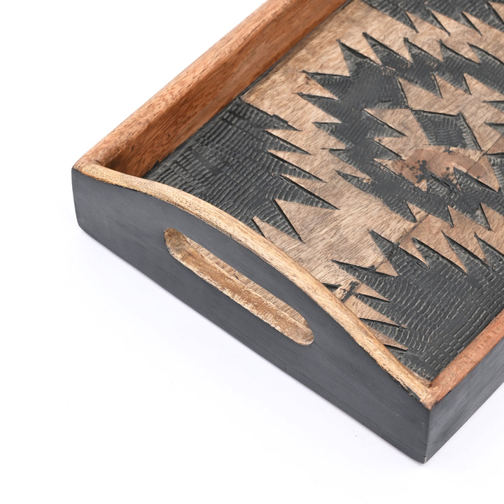 Matterhorn Carved Tray Collection – Bold Elegance, Artisanal Craft - Set of 3