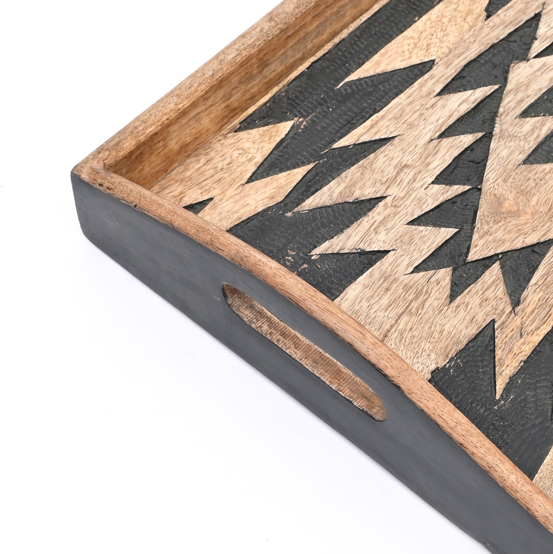 Matterhorn Carved Tray Collection – Bold Elegance, Artisanal Craft - Set of 3