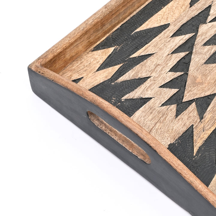 Matterhorn Carved Tray Collection – Bold Elegance, Artisanal Craft - Set of 3