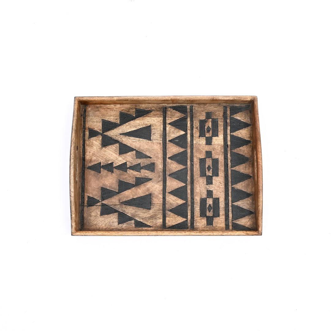 Matterhorn Carved Tray Collection – Bold Elegance, Artisanal Craft - Set of 3