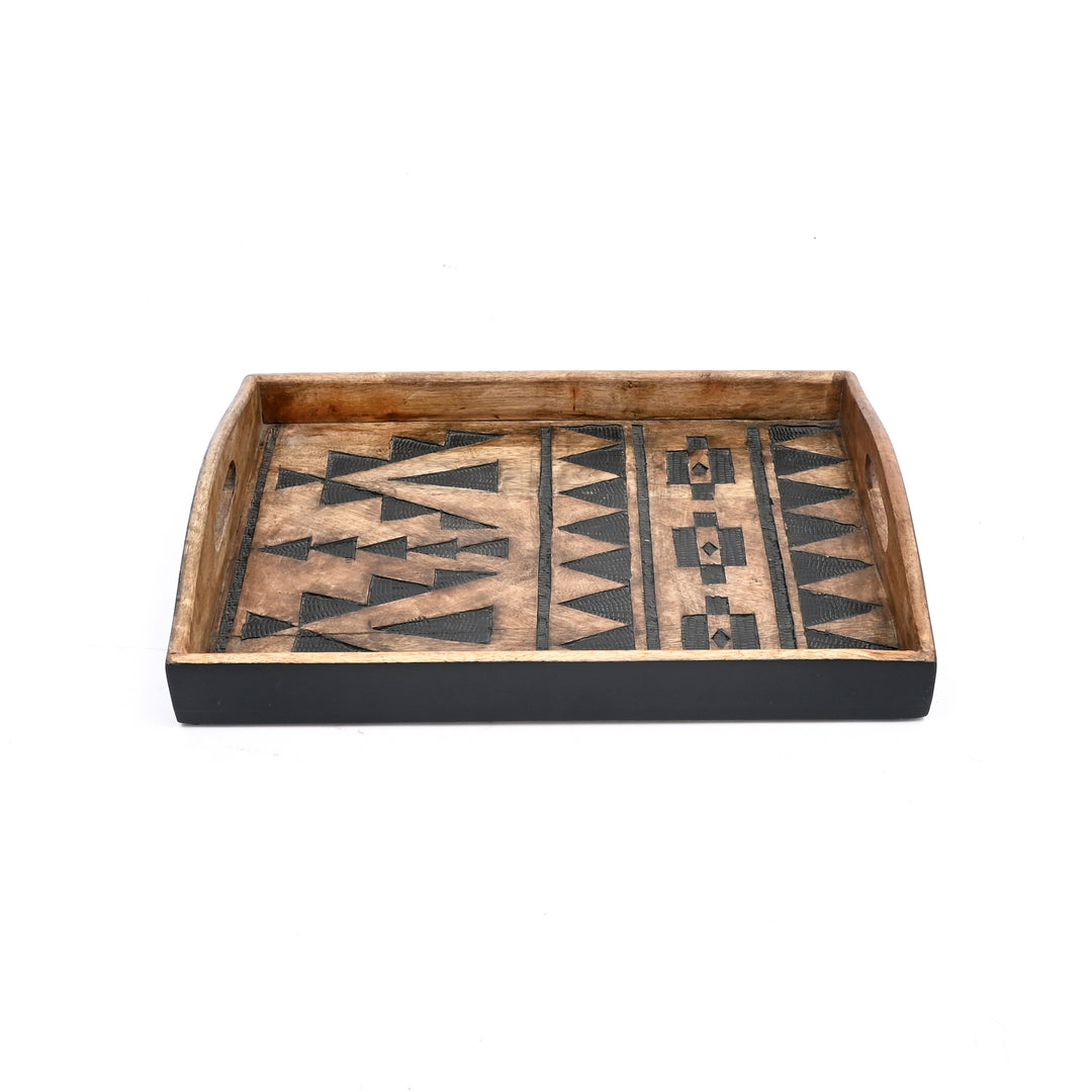 Matterhorn Carved Tray Collection – Bold Elegance, Artisanal Craft - Set of 3