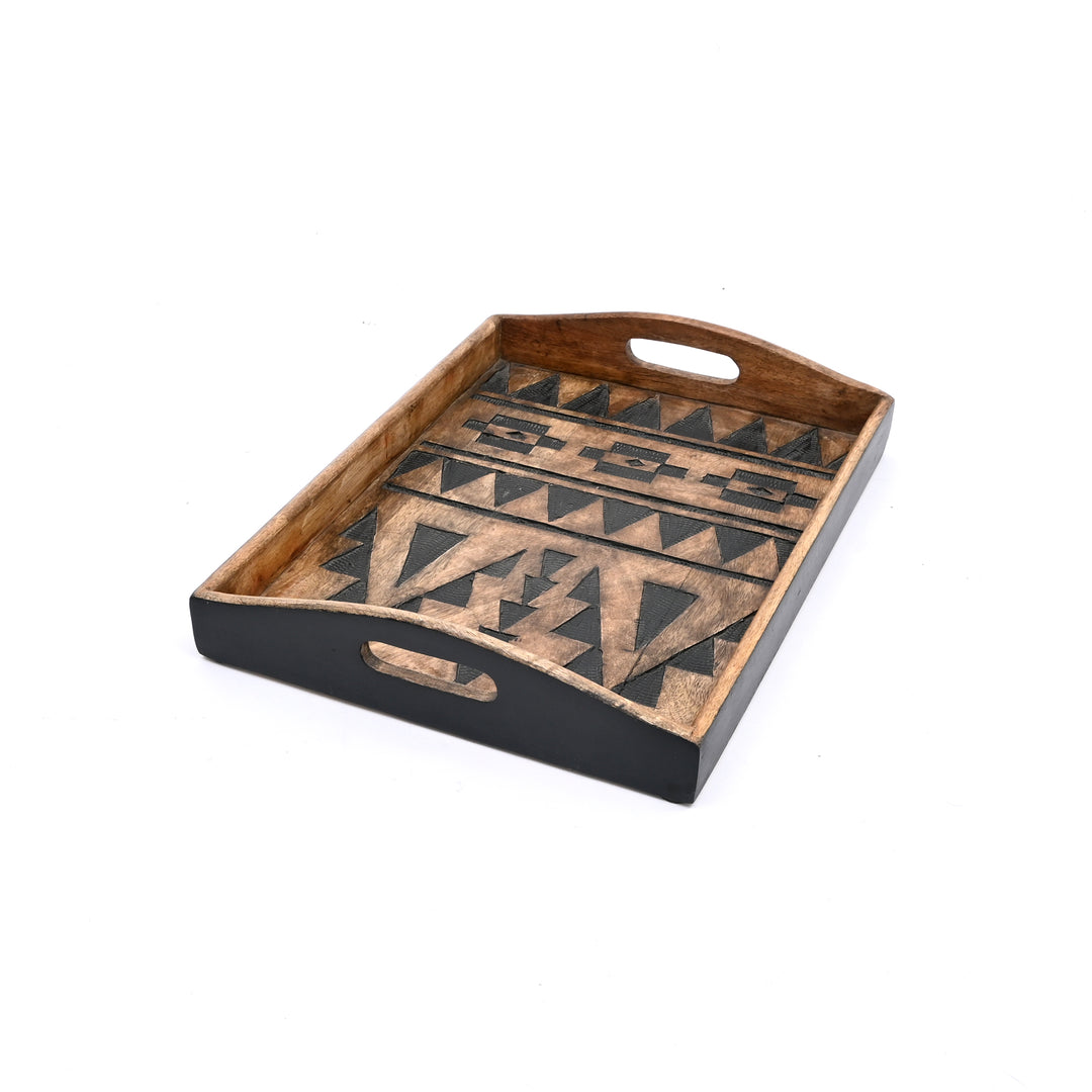 Matterhorn Carved Tray Collection – Bold Elegance, Artisanal Craft - Set of 3