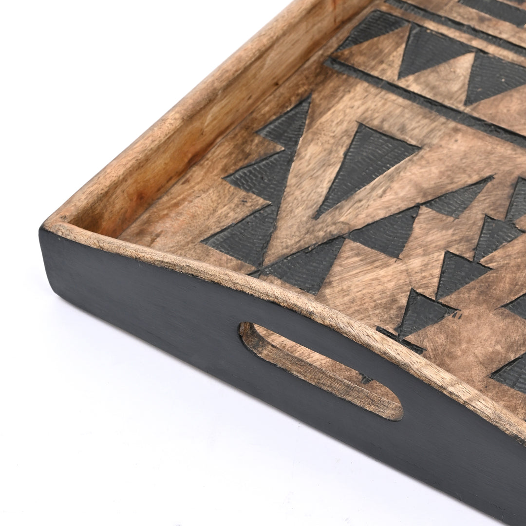 Matterhorn Carved Tray Collection – Bold Elegance, Artisanal Craft - Set of 3