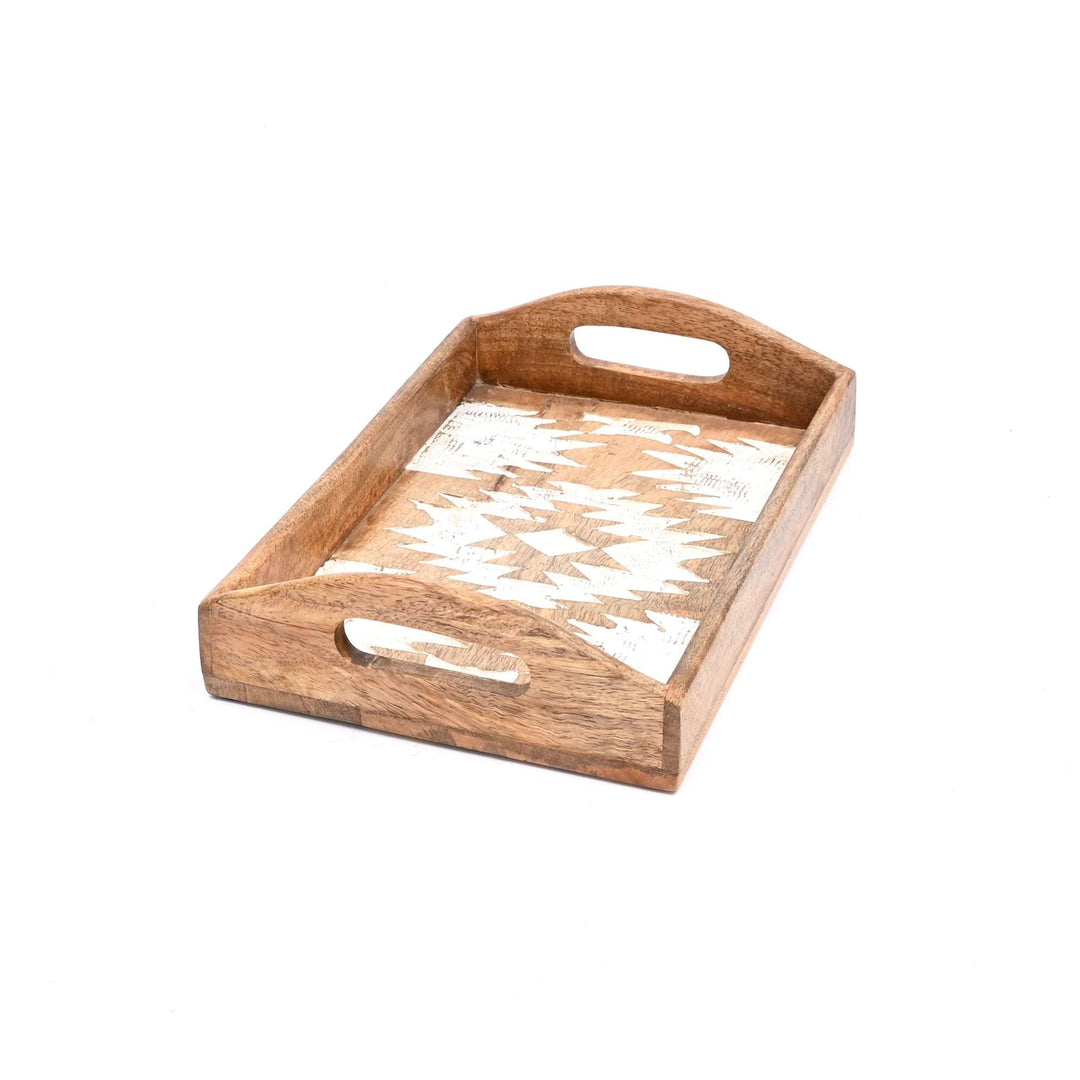 Matterhorn Carved Tray Set of 3 – White Finish