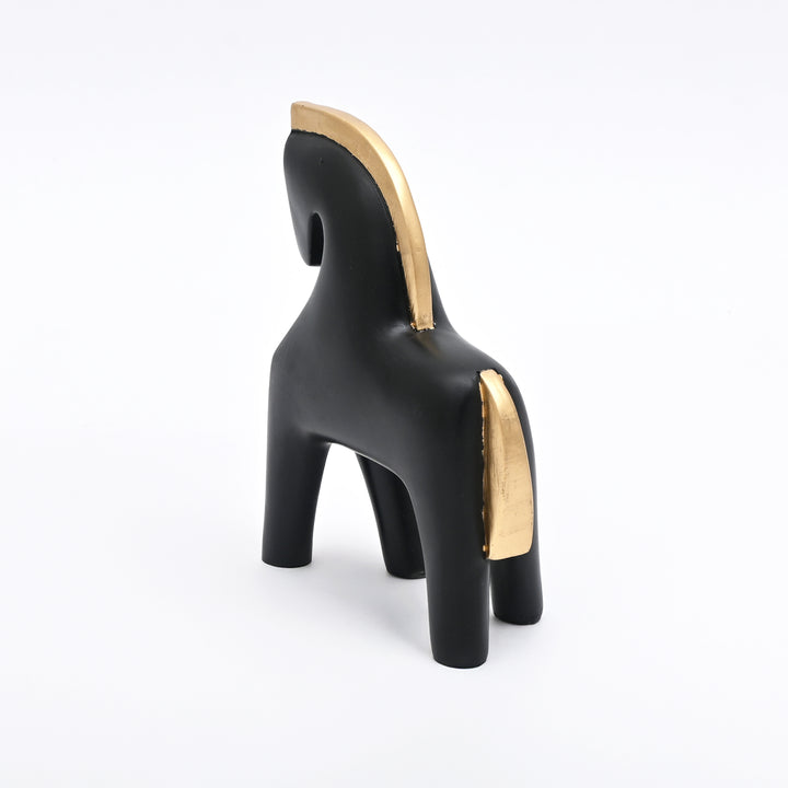 Abstract Horse Table Sculpture in Black Matte Polyresin
