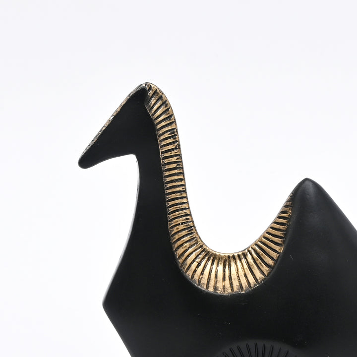 Modern Pasture Camel Sculpture in Black Matte Polyresin