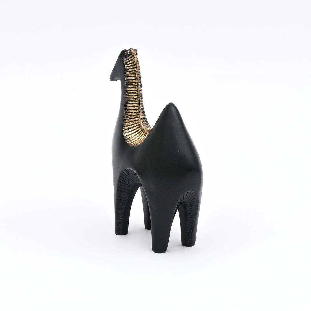 Modern Pasture Camel Sculpture in Black Matte Polyresin