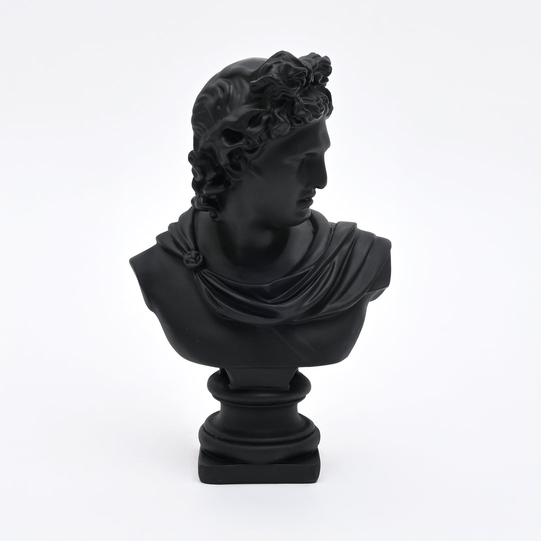 Black Classical Greco-Roman Bust Sculpture in Matte Resin