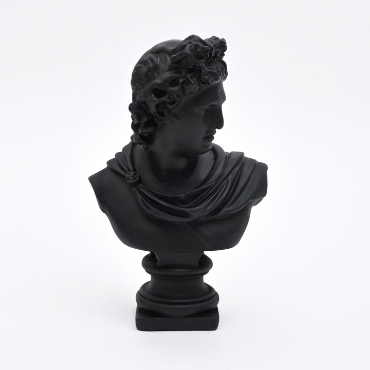 Black Classical Greco-Roman Bust Sculpture in Matte Resin