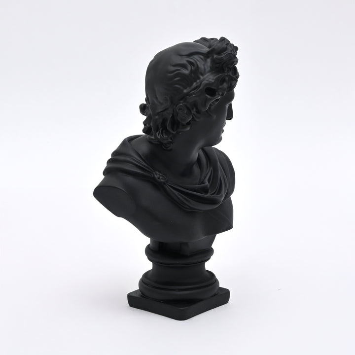 Black Classical Greco-Roman Bust Sculpture in Matte Resin