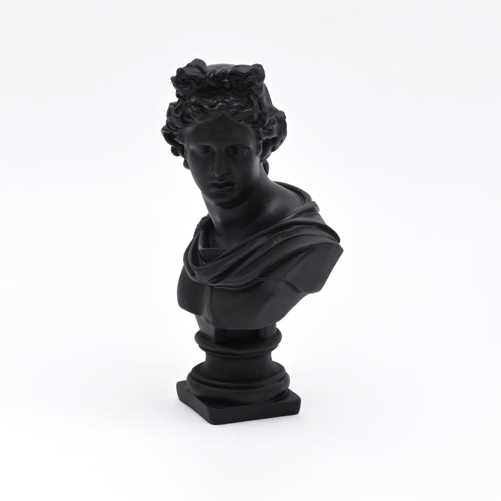Black Classical Greco-Roman Bust Sculpture in Matte Resin