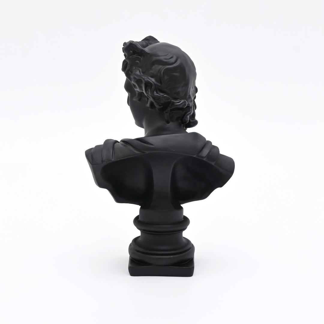 Black Classical Greco-Roman Bust Sculpture in Matte Resin