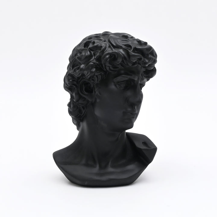 Black Monochrome Classical Bust Sculpture in Matte Resin