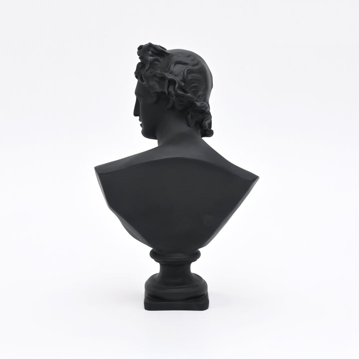 Black Neo-Classical Bust Sculpture in Matte Resin