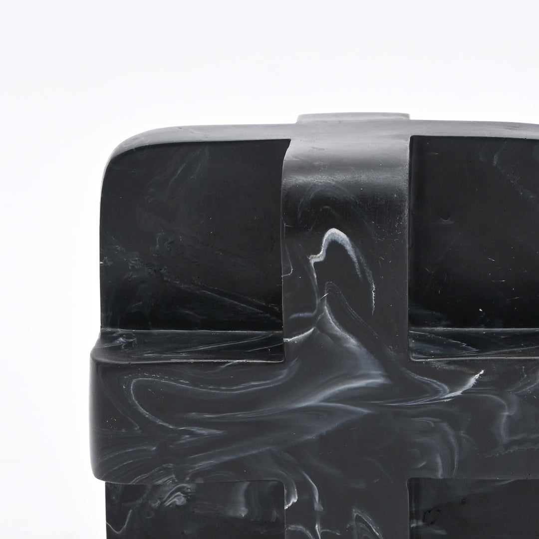 Abstract Cubist Décor Object in Black Matte Polyresin