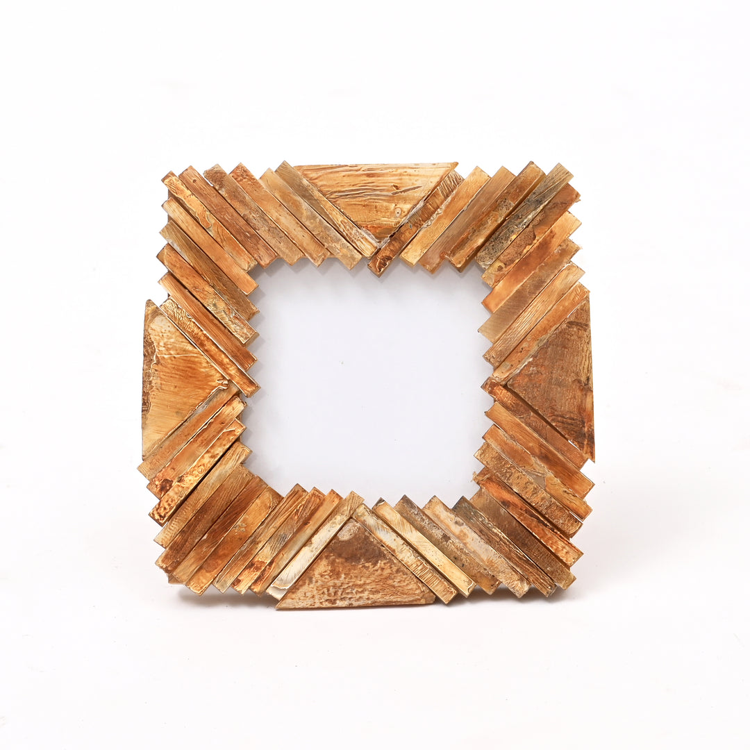 Rustic Handcrafted Mosaic Wood Photo Frame | Natural Wooden Picture Frame | Wall & Tabletop Decor | Farmhouse Bohemian G