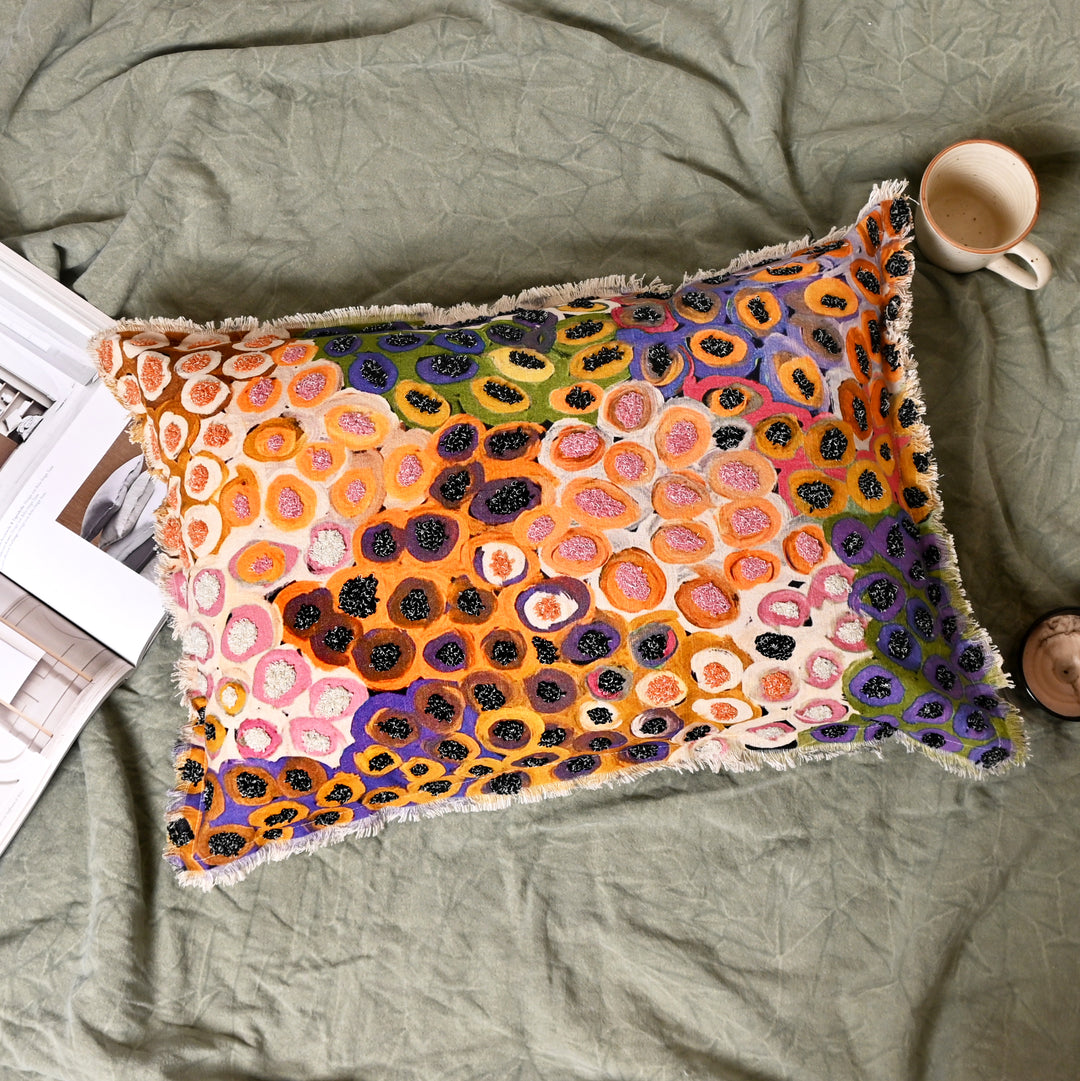 Printed Cotton Lumbar Cushion-  Abstract Design- 40x60 cm