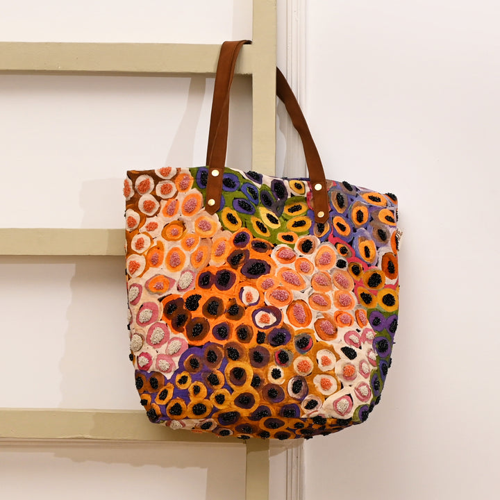 Embroidered Abstract Cotton Tote Bag – 40x48 cm