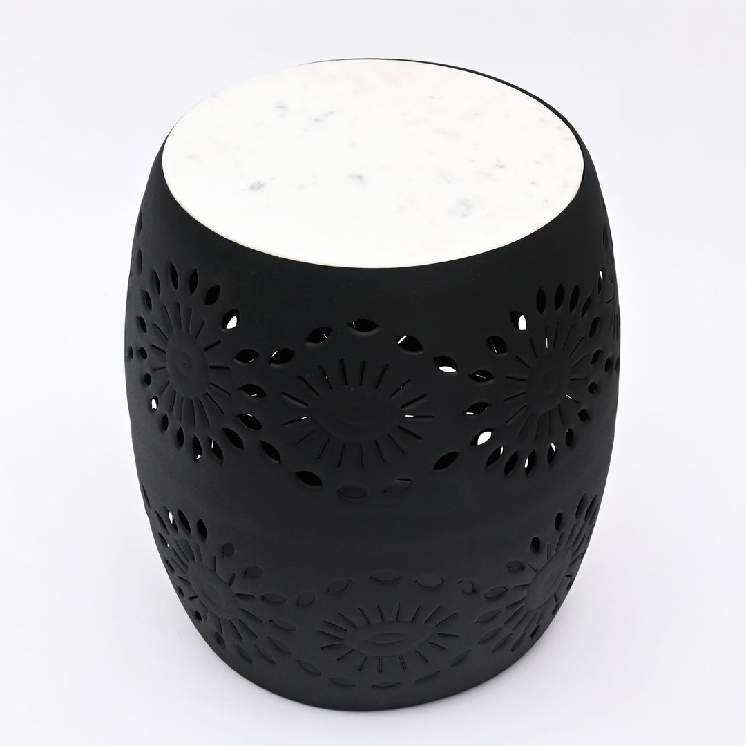 Floral Cutout Table with Marble top