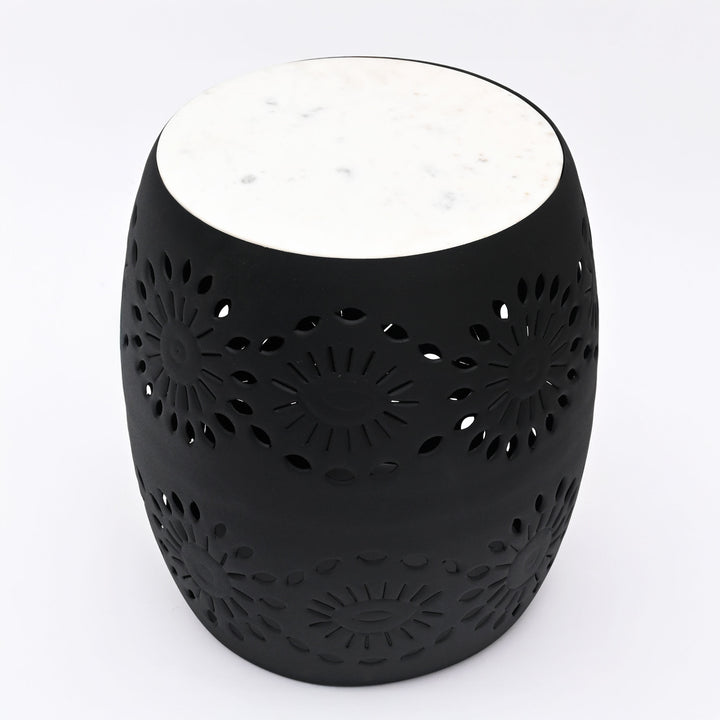 Floral Cutout Table with Marble top