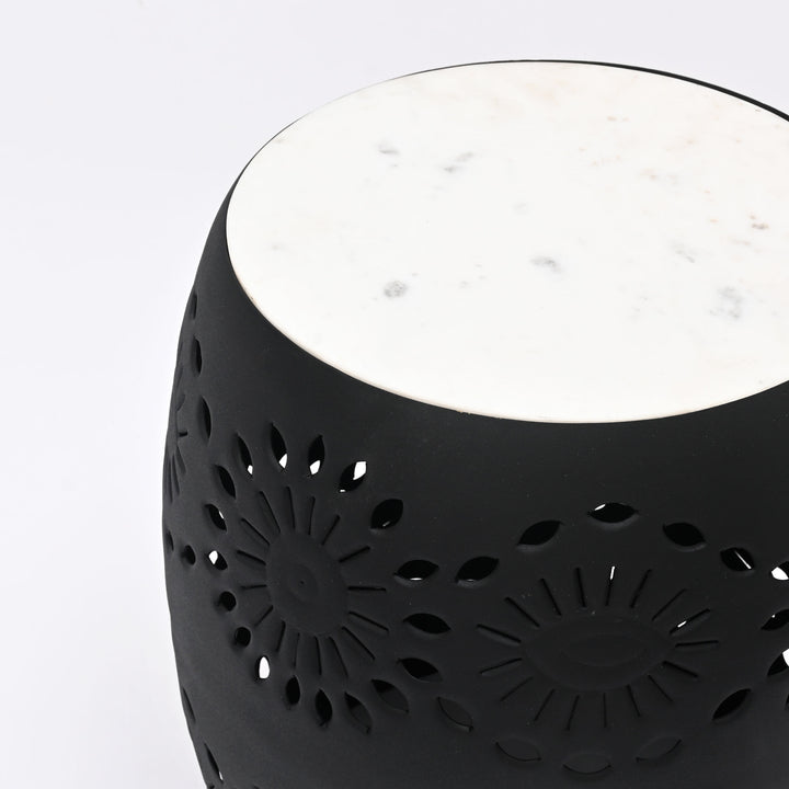 Floral Cutout Table with Marble top