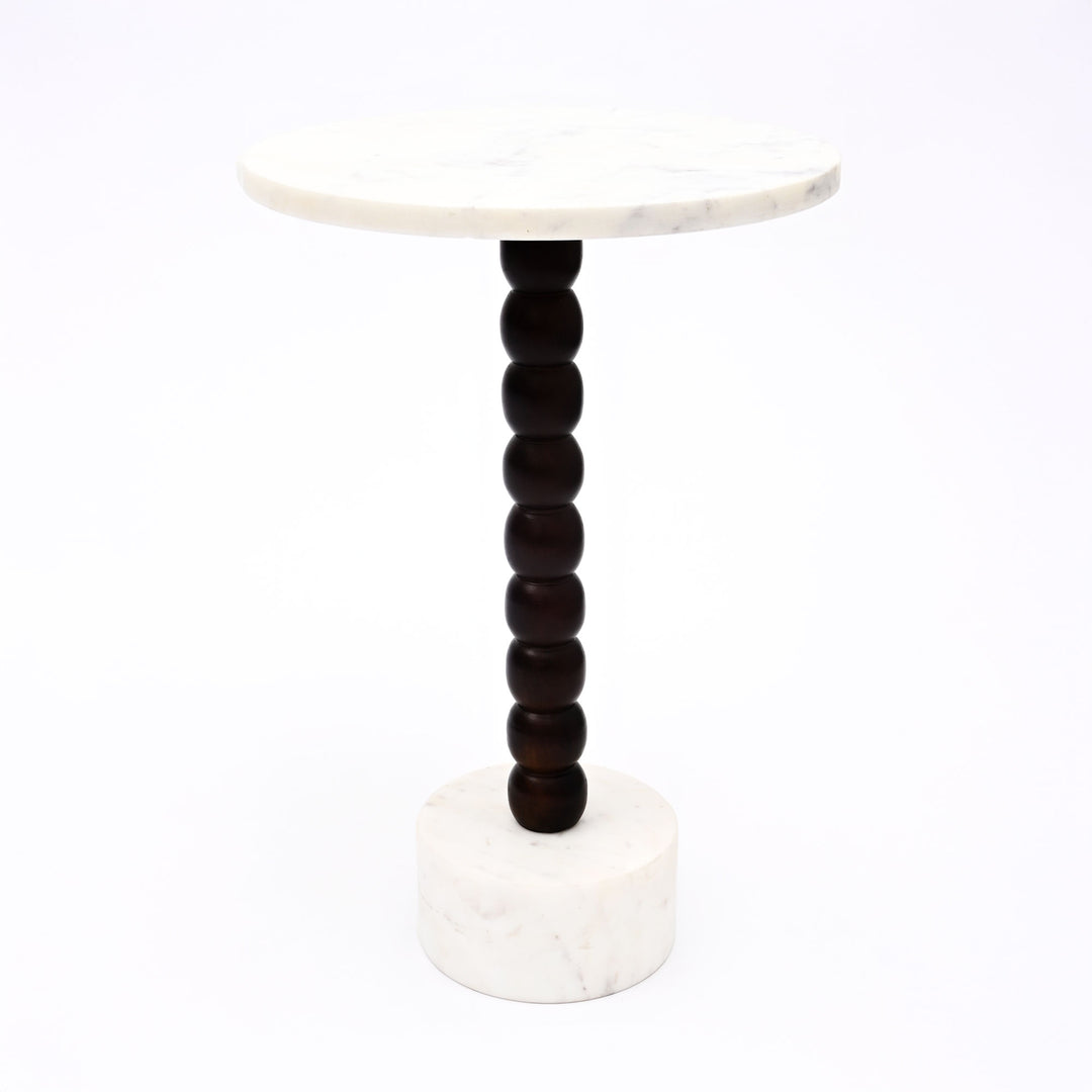 Mable Wood Drink Table with Marble Top