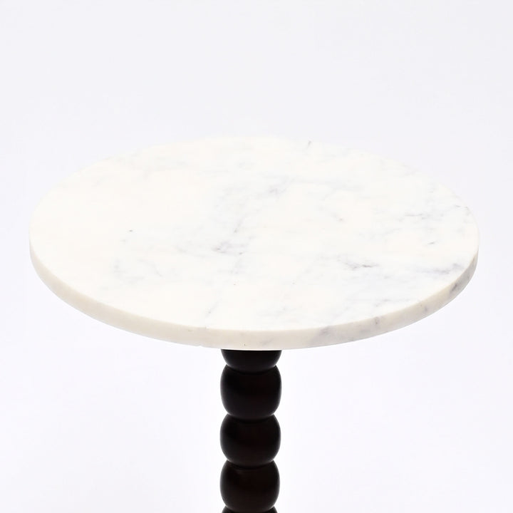 Mable Wood Drink Table with Marble Top