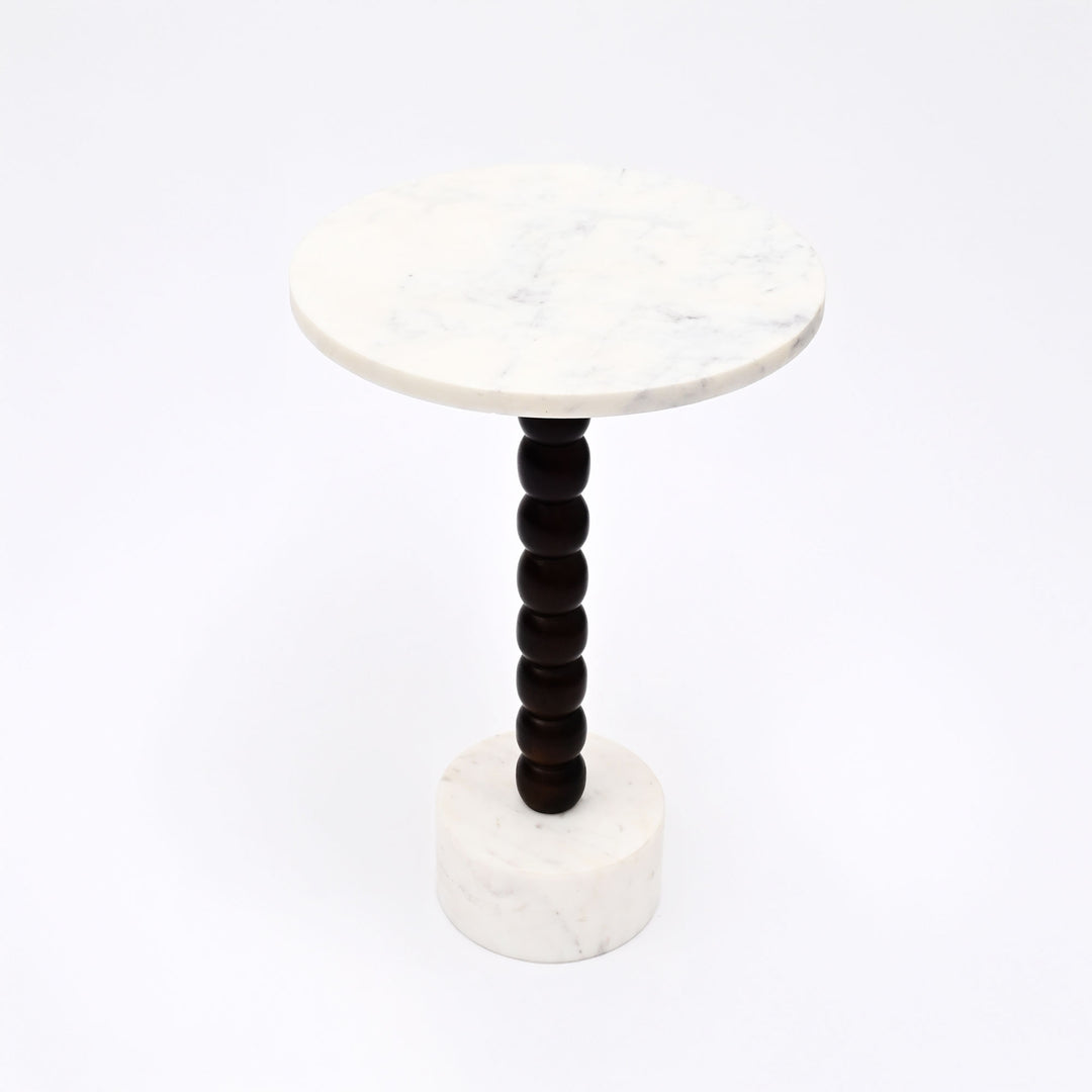 Mable Wood Drink Table with Marble Top